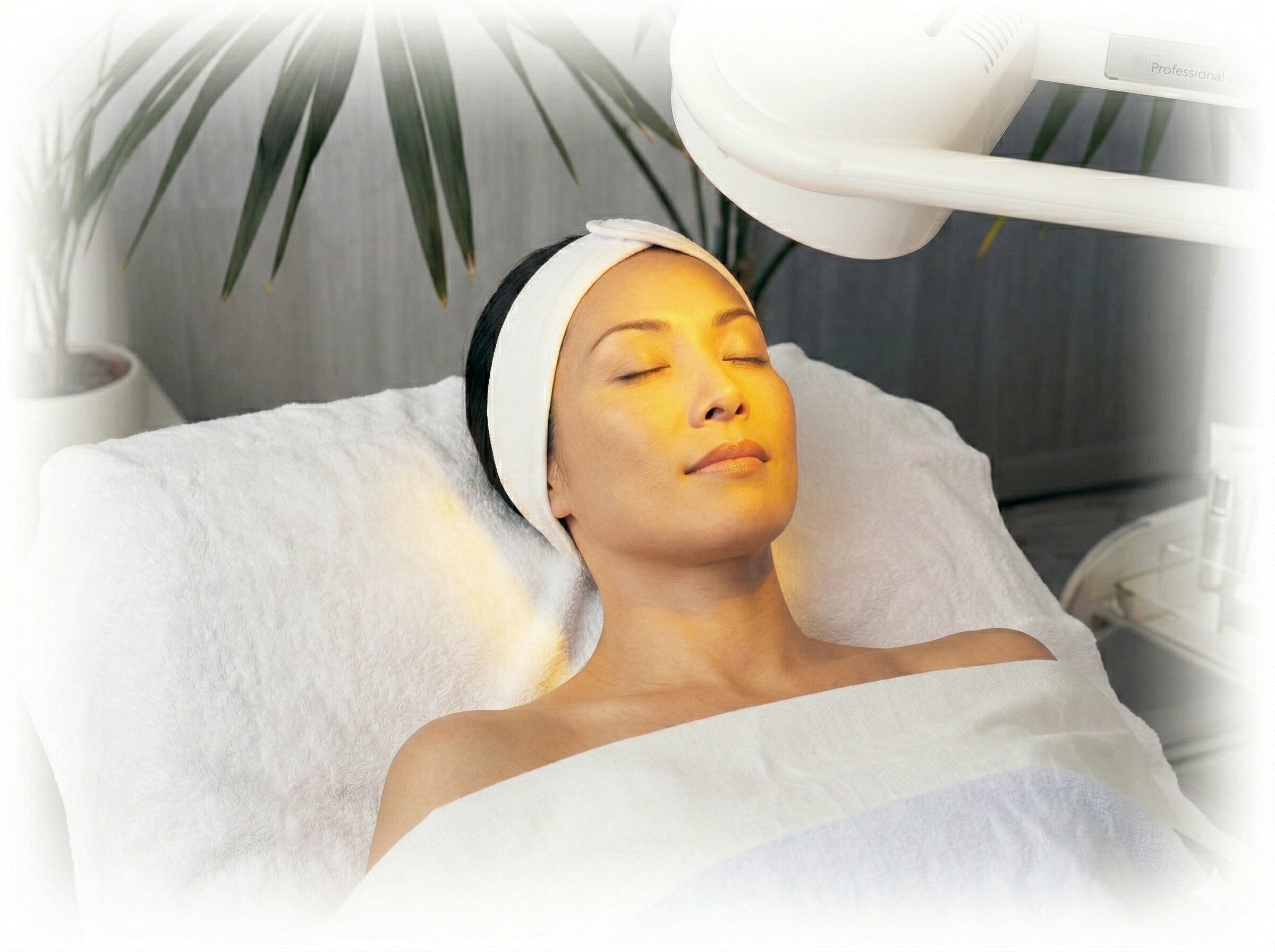 バイオプトロンを浴びる女性